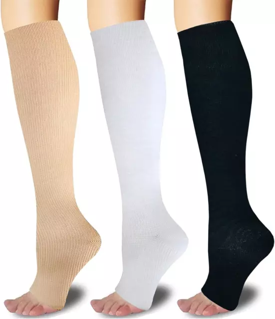 3PAIRS TOELESS OPEN Toe 15-20Mmhg Compression Socks for Men Women $18. ...