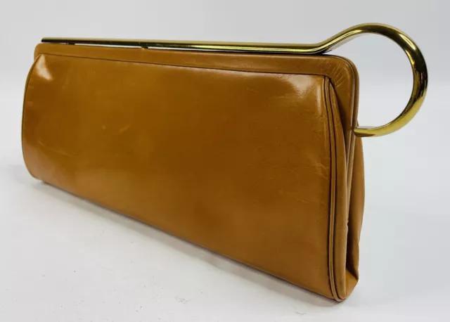 VIntage 1950’s Dalón Tan Leather Ladies Handbag wHand Mirror