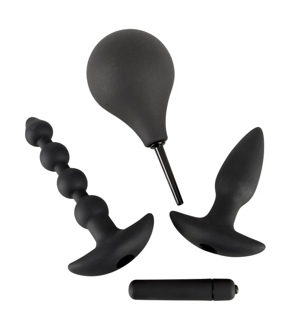Vibratore Anale Kit Velvet Set di Due Plug Anali con Doccia Intima per Clistere
