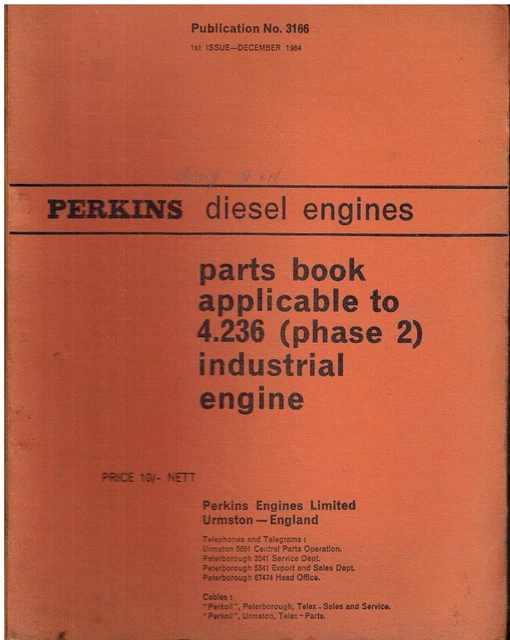 Original Perkins 4.236M Marine Diesel Engine Operator's Handbook / Manual