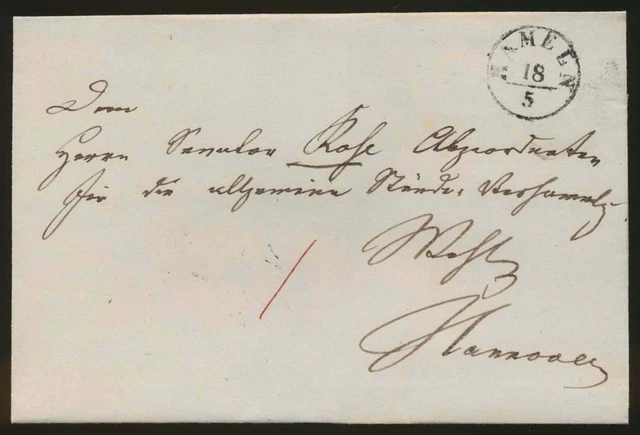 Altdeutschland Vorphila Beleg Fingerhut K1 HAMELN #105067