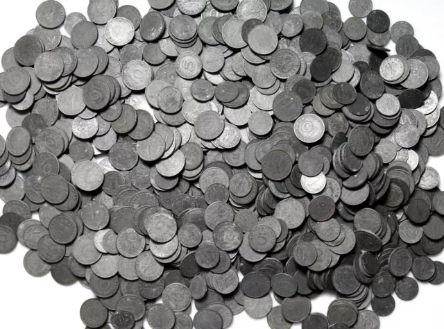 Nazi German Third Reich - 50 Coins - 1 5 10 Reichspfennig 1940-1944 Zinc WW2 LOT 2