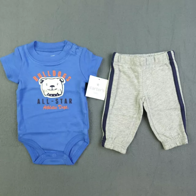 Carters Infant Boys Two-Piece Bodysuit & Pants Set Size Newborn NB Blue Gray