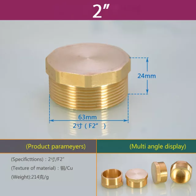 Verschlussschraube Messing Verschlussstopfen Gewindestopfen 1/8 1/4 3/8 1/2 1"~2