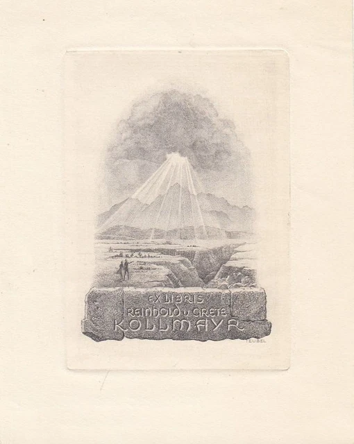 Exlibris Bookplate Kupferstich Friedrich Teubel 1884-1965 Sonnenstrahlen