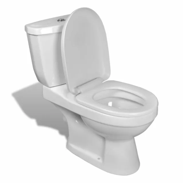 vidaXL Toilette con Cisterna Gabinetto Bagno Sciaquone WC Scarico Bianco/Nero 2