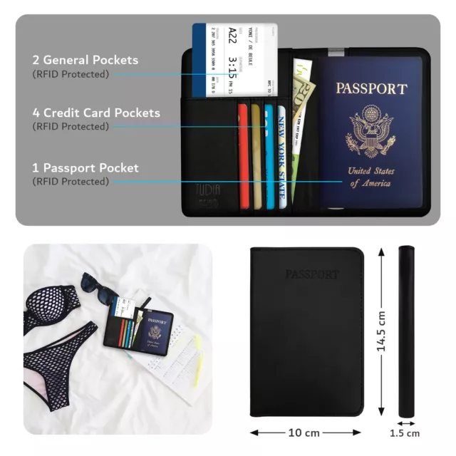 RFID Blocking USA Passport Holder, Leather Travel ID Wallet Organizer Case Cover 3