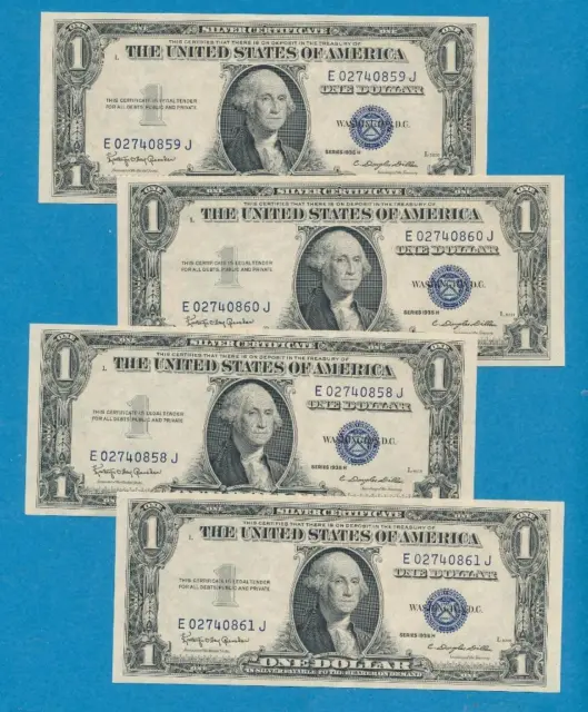 4-$1.00 1935-H Series Consecutive Choice/Gem Silver Certificates Dealers Lot