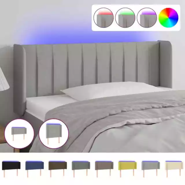 Cabecero con Luces LED Cabezal Tapizado Ajustable de Cama Dormitorio Tela vidaXL