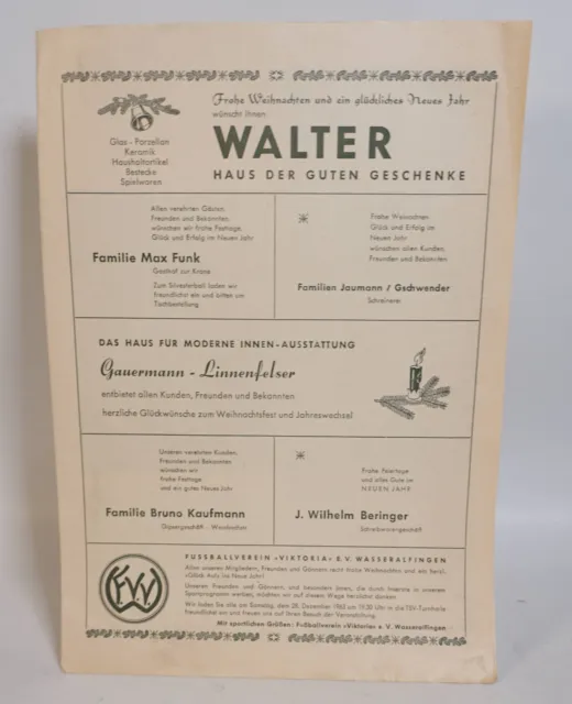 Vintage Werbung 1963 4-seitiges Faltblatt Wasseralfingen SHW Bergkapelle usw.