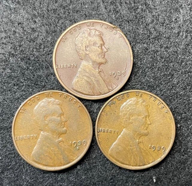 1939 P D S Lincoln Wheat Pennies- Free Shipping #2