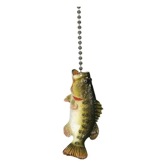 Large Mouth Bass CEILING FAN PULL Chain Lamp Light Cabin Lodge Fishing DECOR
