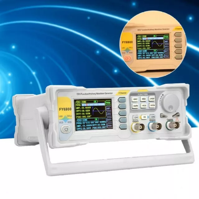 Dual-Ch FY6900-60M DDS Signal Generator Arbitrary Waveform Pulse Frequency test