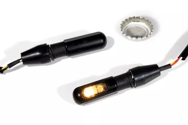 SMD Mini Blinker Rücklicht Alu schwarz 3 in 1 getönt E-geprüft Motorrad LED