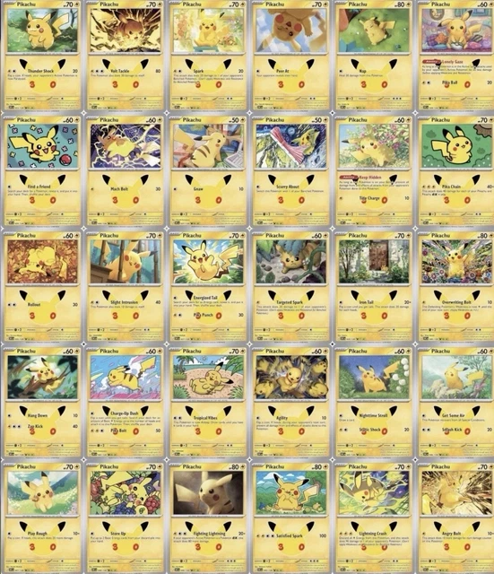 PIKACHU 30TH ANNIVERSARY Celebration Pokemon TCG Pikachu Holo (30 Card ...