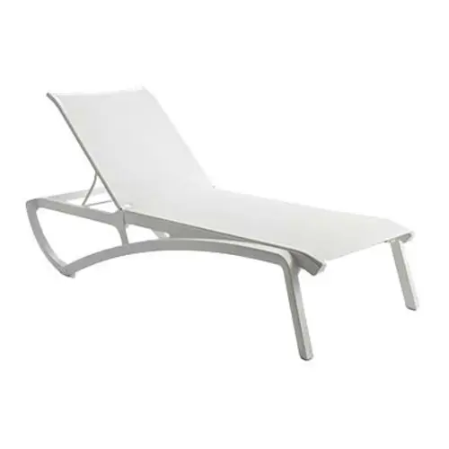 Grosfillex UT047096 Sunset White Fabric Outdoor Stacking Chaise Lounge - 2 Each