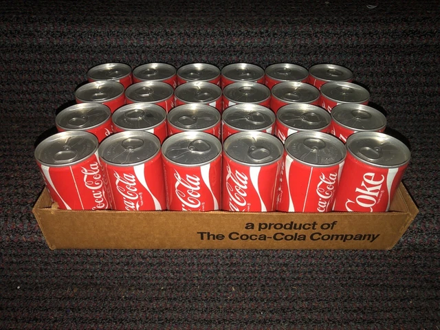 1 Flat Of  24 Coca Cola 12 Oz 1970's STEEL Cans All Empty And Sealed Unopened