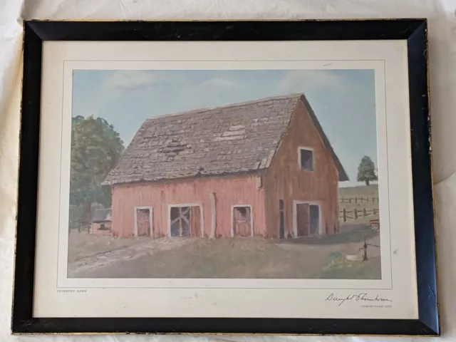 1958 Dwight Eisenhower Natale Bianco Casa Regalo Cornice Stampa Deserted Barn