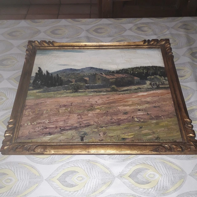 Grand Tableau Huile Sur Toile – Paysage Avec Personnage, école Italienne, Cadre Ancien, Signé, Mesures H153xL202xP14 Cm, Livraison Europe Avec Caisse Bois