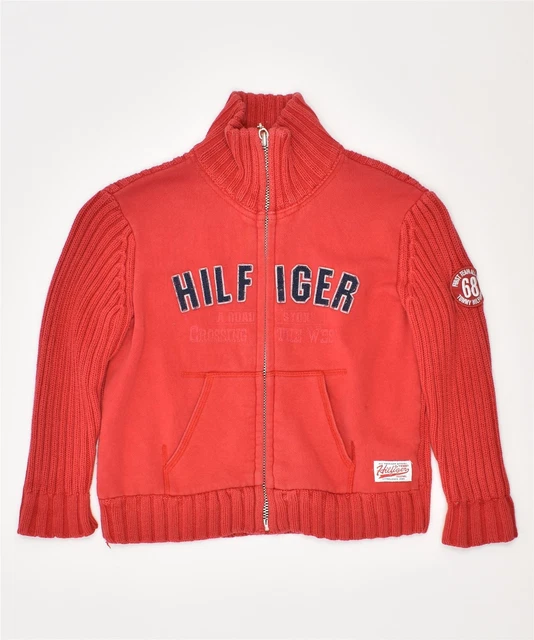 TOMMY HILFIGER Maglione Cardigan Ragazza 3-4 Anni Piccolo Cotone Rosso I211