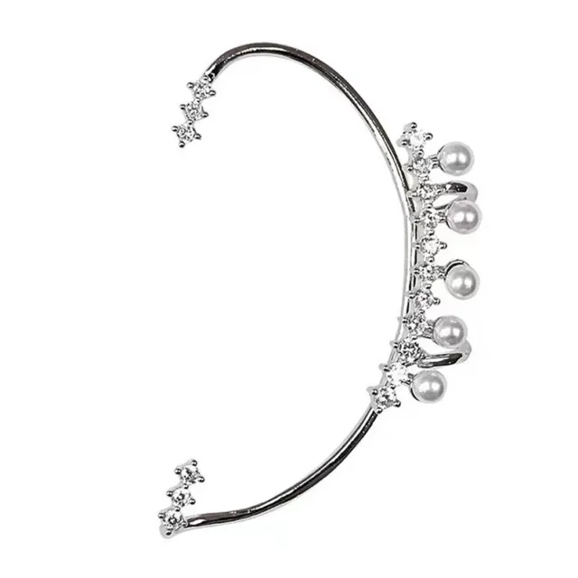 Fashion Shiny Zircon Pearl Ear Clip Ear Cuff For Women Silver Color Me-7H