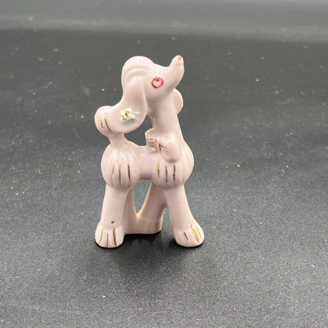 Vintage Pink Poodle Figure Porcelain Made In Japan Figurine Collectible Dog