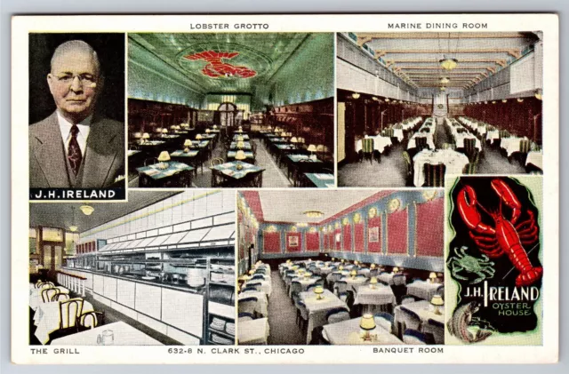 Postcard Illinois Chicago Ireland's Oyster House Multi View