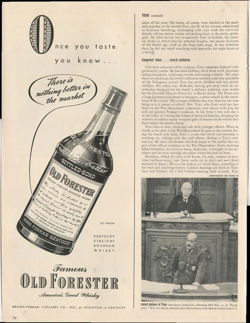 Old Forester America's Guest Whisky Taste 1942 Vintage Antique Advertisement