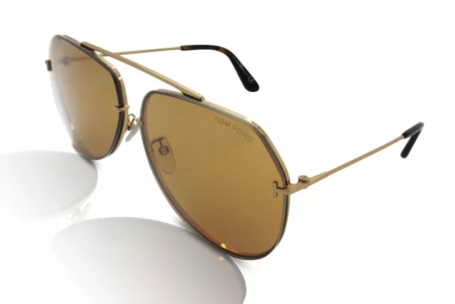 Tom Ford FT0795-H Russel-02 Men's Sunglasses 30E Shiny Gold/Brown