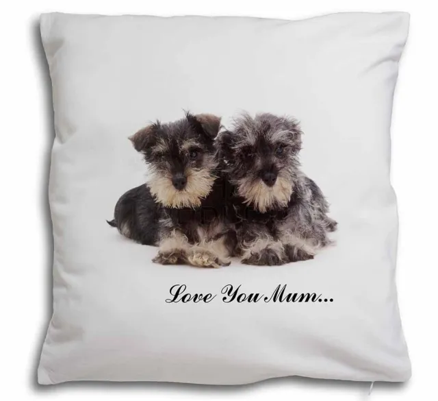 Schnauzers 'Love You Mum' Soft White Velvet Feel Scatter Cushion, AD-S76lym-CPW