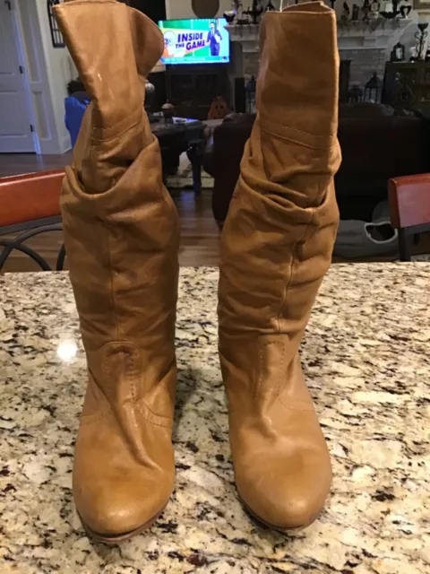 Women's Steve Madden Candence Brown Slouch Leather Tall Riding Boots Sz 6.5