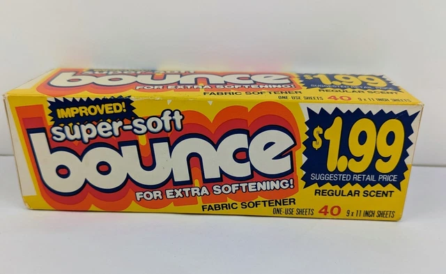 BOUNCE Fabric Softener 40 Dryer Sheets Movie TV Prop Box Vintage Extra Softening