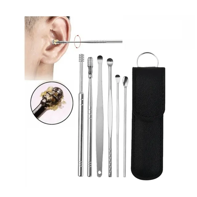 Kit de eliminación de desechos de cera para oídos A+ 6 en 1, herramienta de tapón para oídos limpiador de oídos reutilizable UK GT