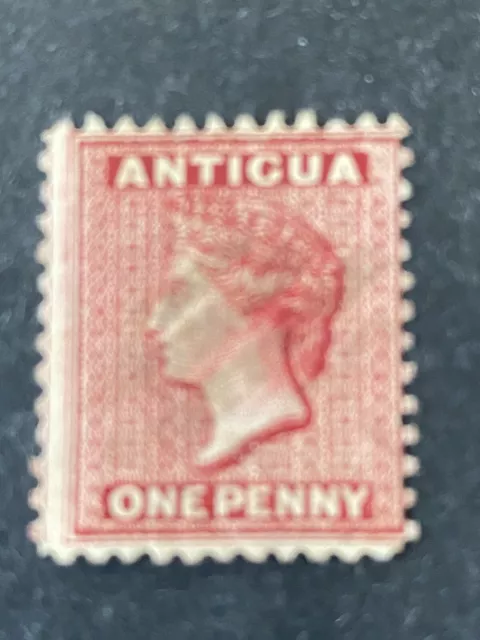 ANTIGUA, SCOTT # 20, 1p. VALUE, ROSE RED WMK.CROWN CA QV 1884 ISSUE USED