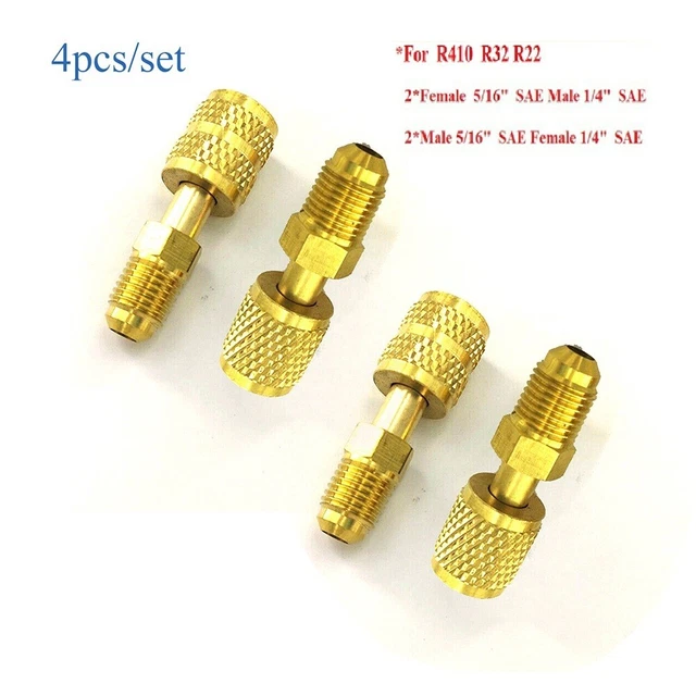 Testa di conversione ottone per R410 R32 R22 femmina 5/16 SAE maschio 1/4 SAE