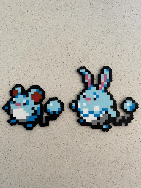 Azurill Marill Azumarill Pixel Art Perler Beads Pokemon Figures | The