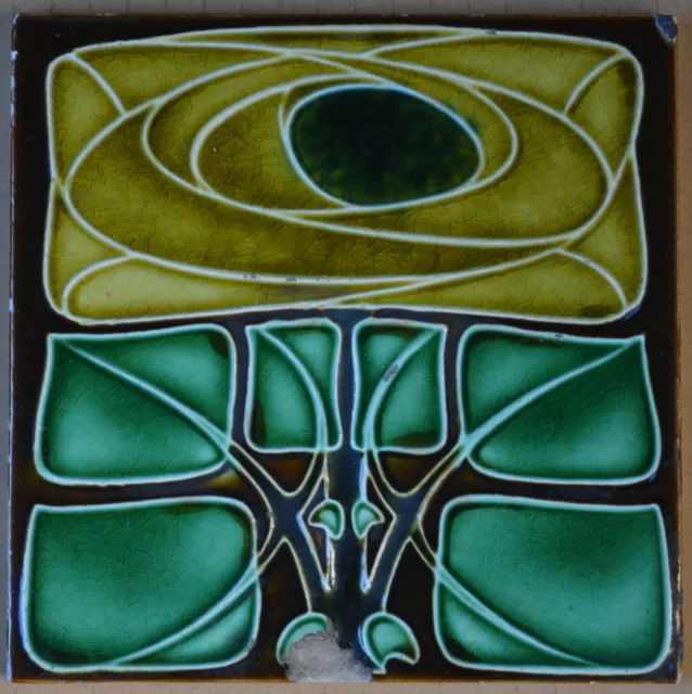 England - Antique Art Nouveau Majolica Tile C1900