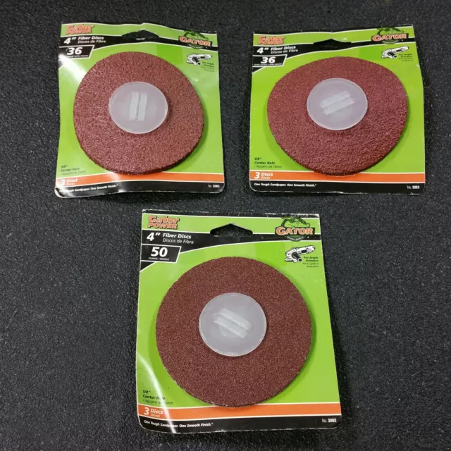 3 Ali Industries 3062/3063 Gator Finishing 36&50 Grit Aluminum Oxide Fiber Discs