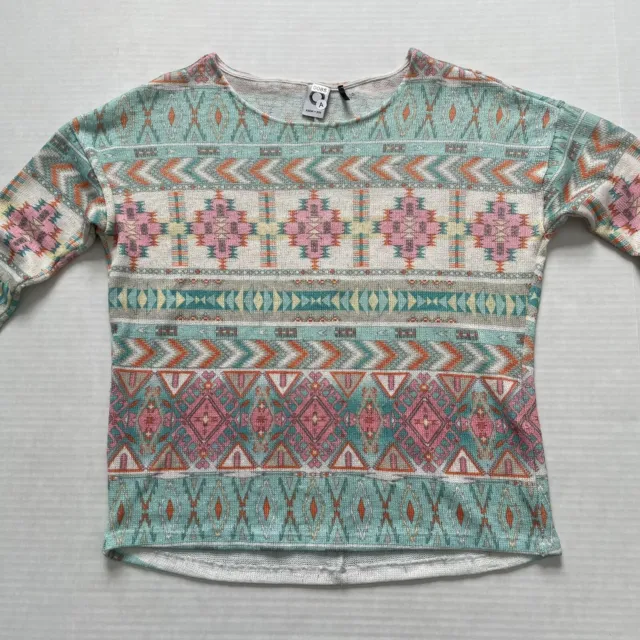 Akemi + Kin Morgana Womens S Aztec Sweater Pastel Tribal Anthropologie Boxy