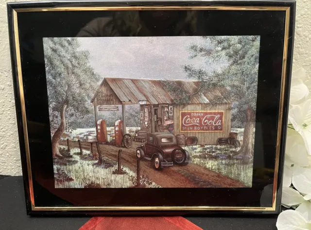 Coca Cola Country Store Picture Dufex Foil Art Matted Framed Print, 10in x 8in