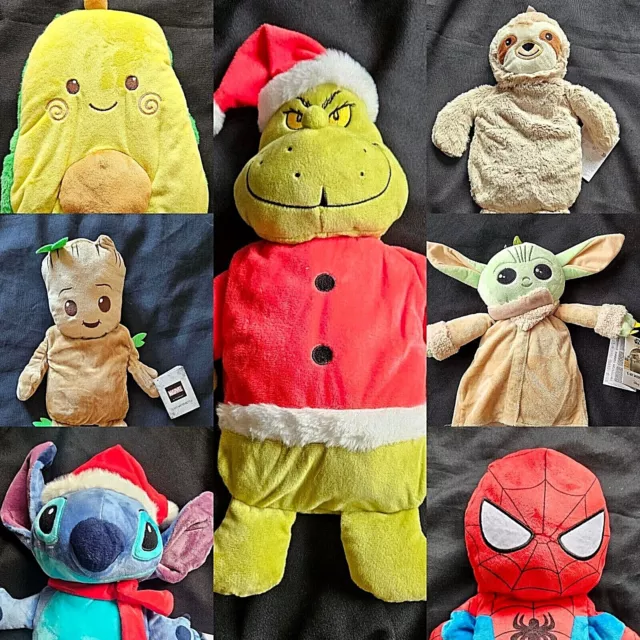 Primark Plush 1L Hot Water Bottle & Cover Grinch + Various Designs  Novelty Bnwt