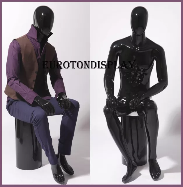 XM16-H Noir Brillant Mâle Mannequins Résumé Assis Mannequin