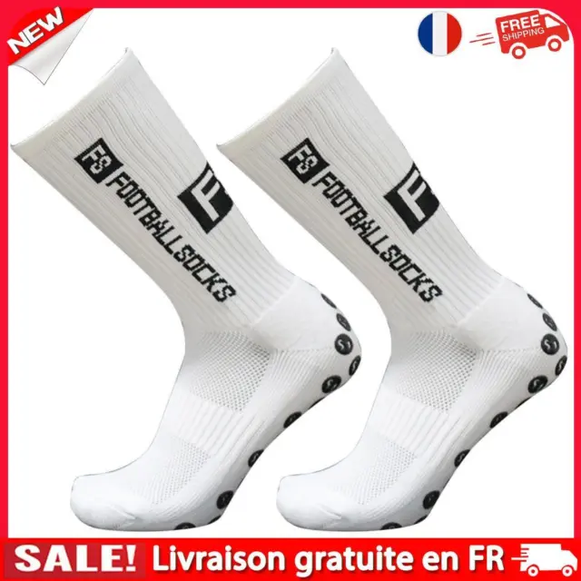 Round Silicone Suction Non Slip Football Socks Sports Training Sock (White)