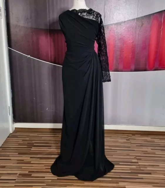 Gorgeous Alexon Black Chiffon Lace Long Evening Dress Size 14