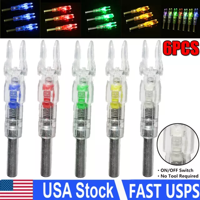 6Pcs LED Lighted Nocks 6.2mm Inside Diameter Shooting Archery Lighted Nock