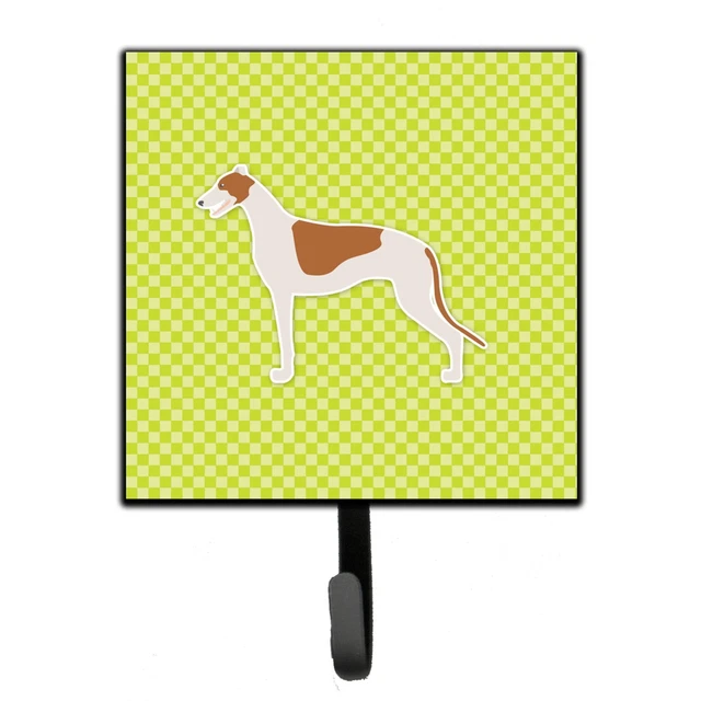 "Caroline's Treasures Greyhound Checkerboard Green Leash or Key Holder BB3805...