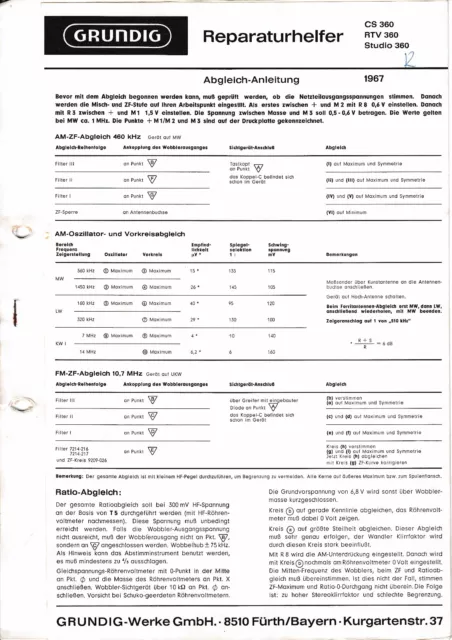 Service Manual-Anleitung für Grundig RTV 360,CS 360,Studio 360