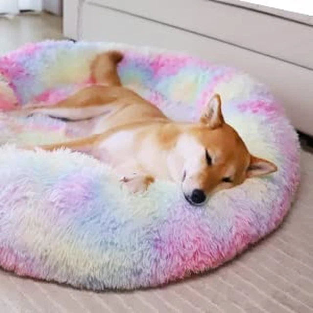 Calming Donut Dog Bed for Small Medium and Large Dogs Anti-Anxiety Plush Soft an 4
