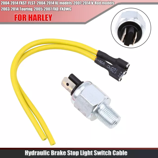 Hydraulic Brake Stop Light Switch With Cable For Harley Dyna FXD Softail Touring