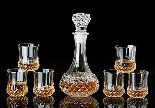 Européen Cristal Transparent 7 Pièces Décanteur Et Verres Set